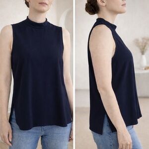 UNIQLO Dark Navy High Neck Sleeveless Blouse